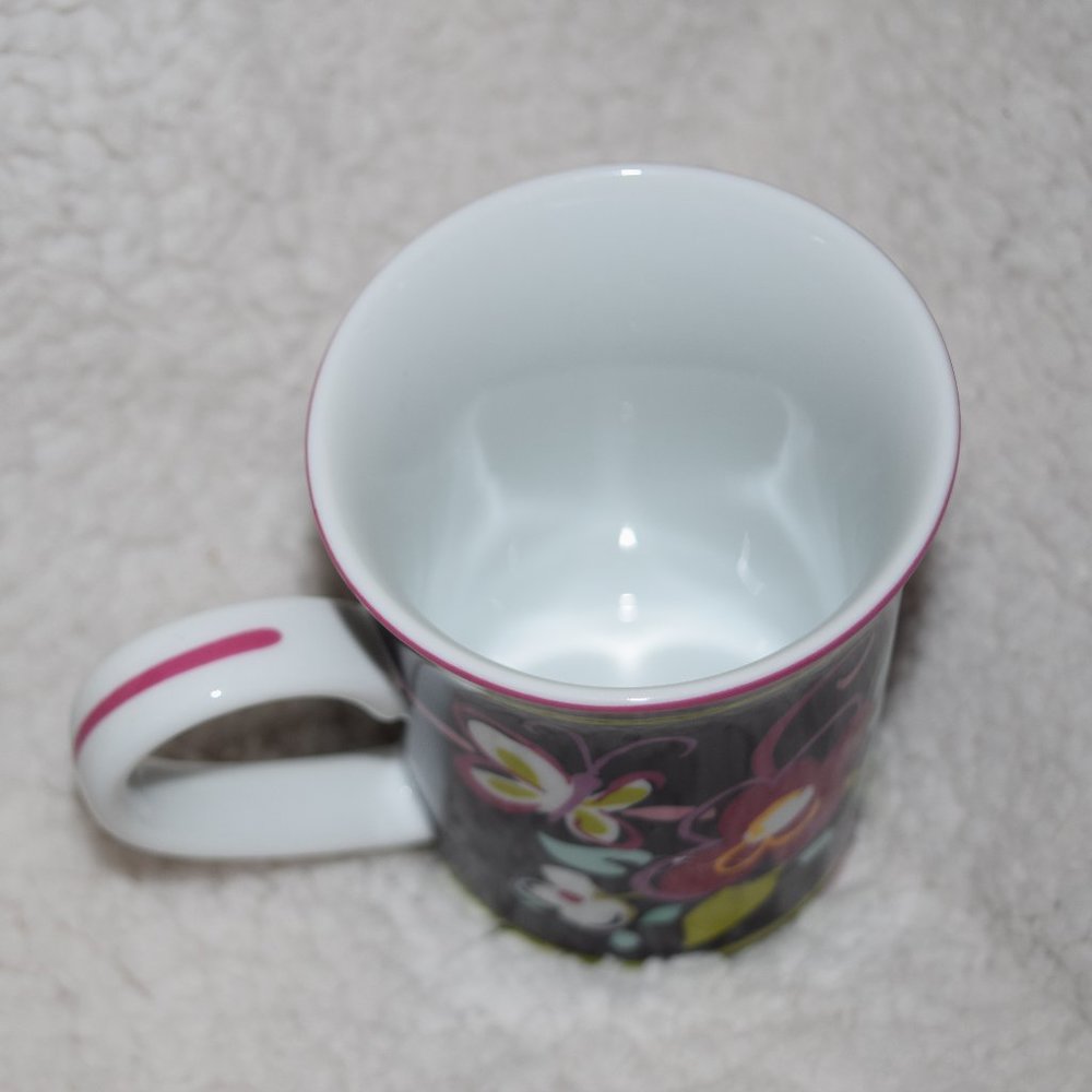 Vera Bradley Ribbons Coffee Tea Mug Cup Butterfly Flowers Porcelain B52 2012 nla - Picture 3 of 4